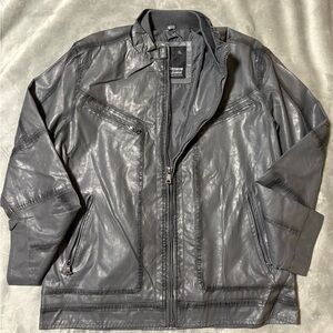 Men's Sleek Grey Pu Leather Jacket
